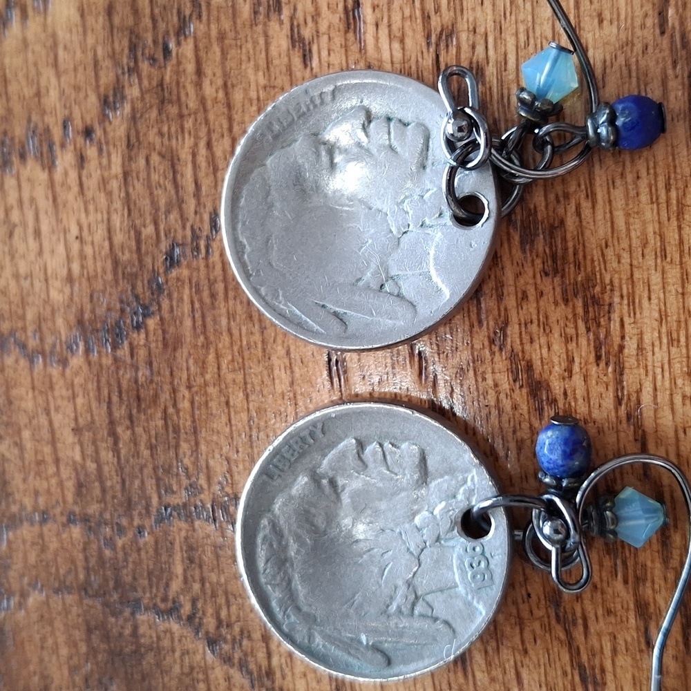 Buffalo Head Nickel Silver Coin Earrings - Picture 4 of 5